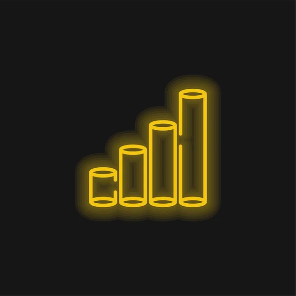 Bar Diagram Gul Glödande Neon Ikon — Stock vektor