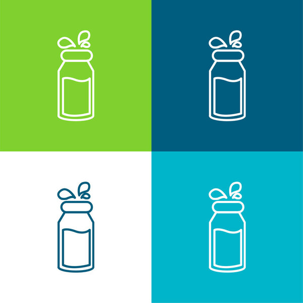 Bottle Of Milk With Droplets Flat four color minimal icon set