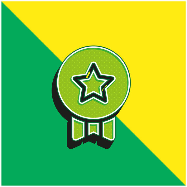 Badge Green and yellow modern 3d vector icon logo