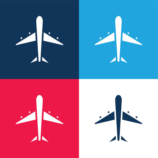 Самолет синий и красный четыре цвета минимальный набор значков