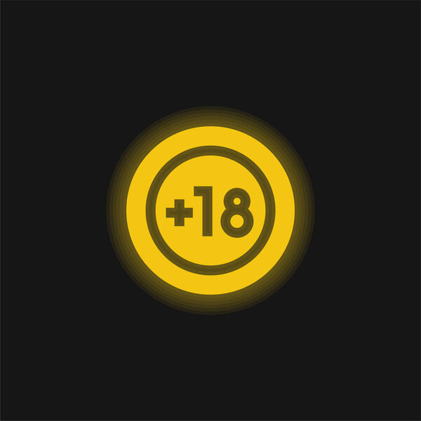 Age Limit yellow glowing neon icon