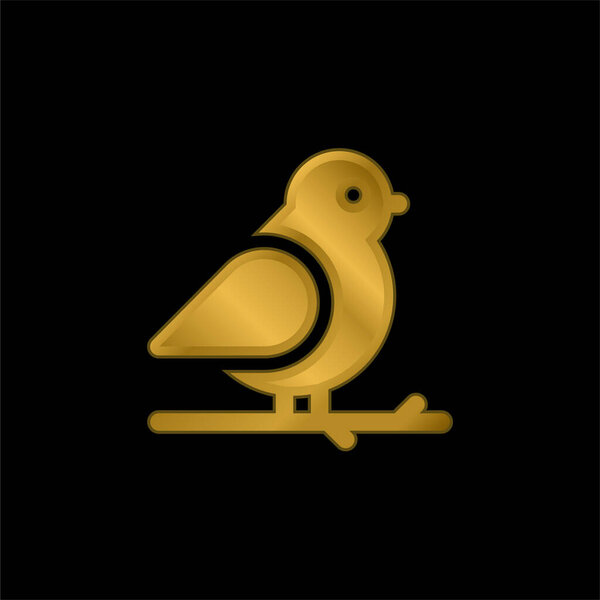 Позолоченная птица металлическая икона или вектор логотипа