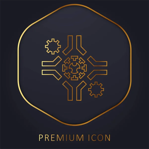 Antilichaam Gouden Lijn Premium Logo Pictogram — Stockvector