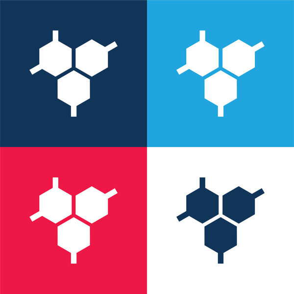 Biological Molecule blue and red four color minimal icon set