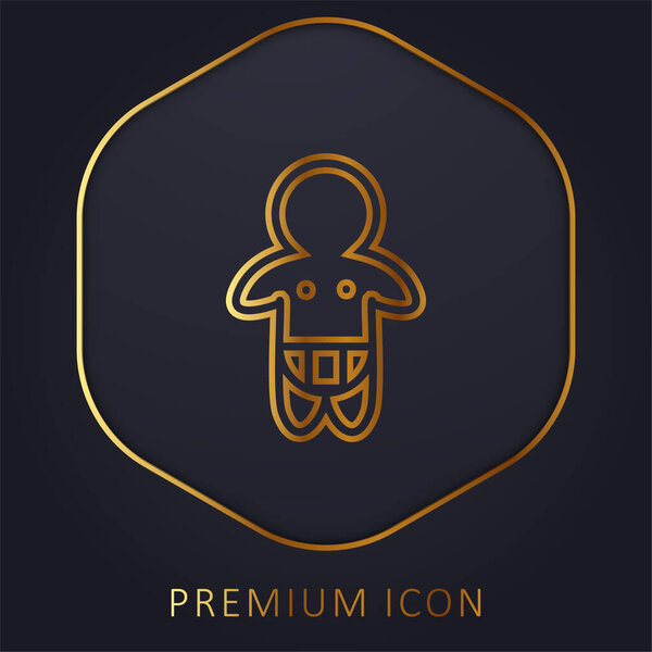 Baby Wearing Diaper Only Outline golden line premium logo or icon