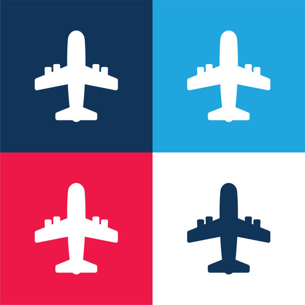 Самолет синий и красный четыре цвета минимальный набор значков