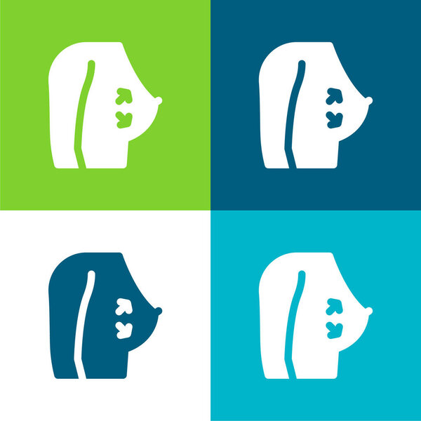 Breast Flat four color minimal icon set
