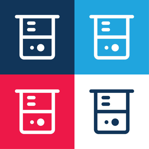 Beaker blue and red four color minimal icon set