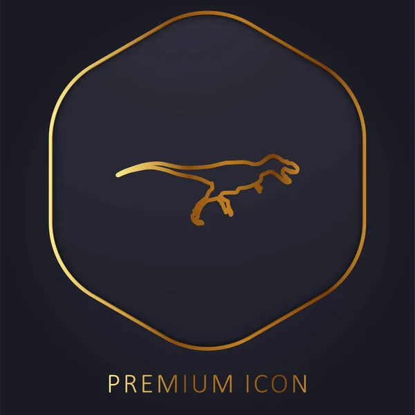 stock vector Albertosaurus Dinosaur Side View Shape golden line premium logo or icon