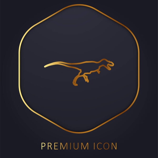 Albertosaurus Dinosaur Side View Shape golden line premium logo or icon