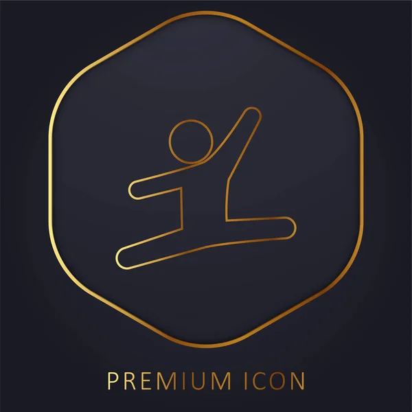 Gimnasta Artística Línea Dorada Logotipo Premium Icono — Vector de stock