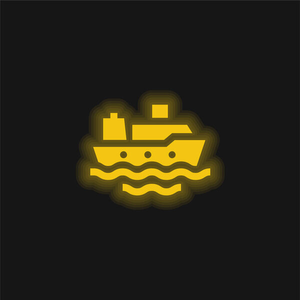 Boat yellow glowing neon icon