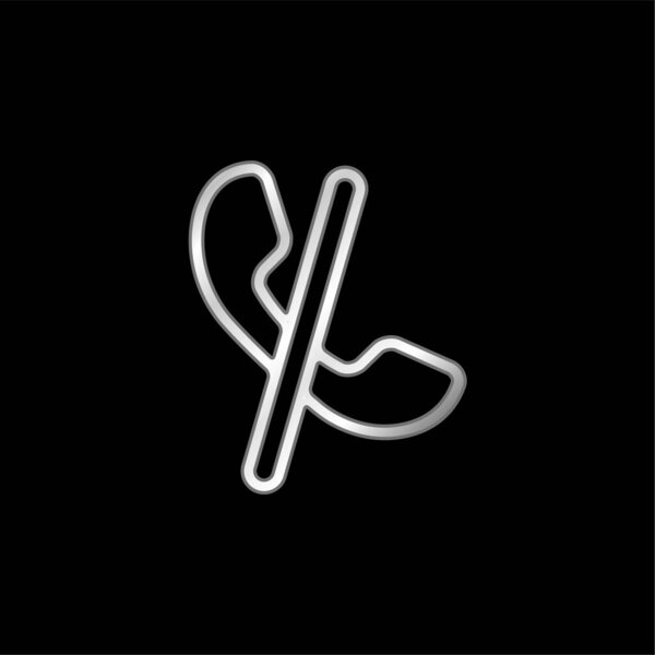 Auricular Blocked Call Sign With A Slash silver plated metallic icon