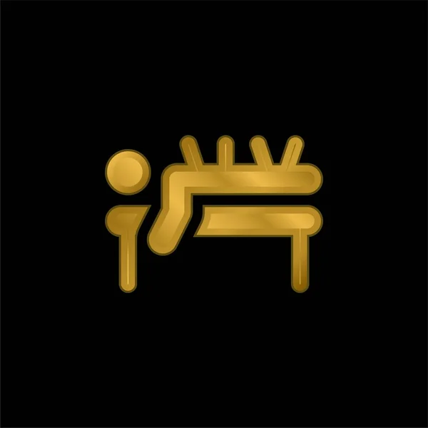 Acupuncture gold plated metalic icon or logo vector