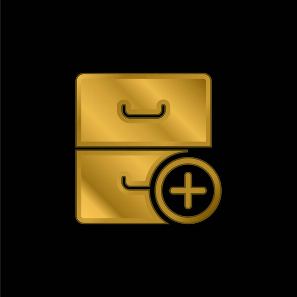 Archive gold plated metalic icon or logo vector
