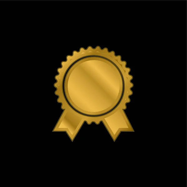 Award Badge Circular Shape Ribbon Tails Gold Plated Metalic Icon — 스톡 벡터