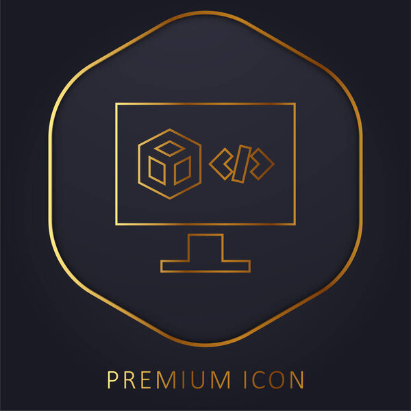 3d Printing Software golden line premium logo or icon