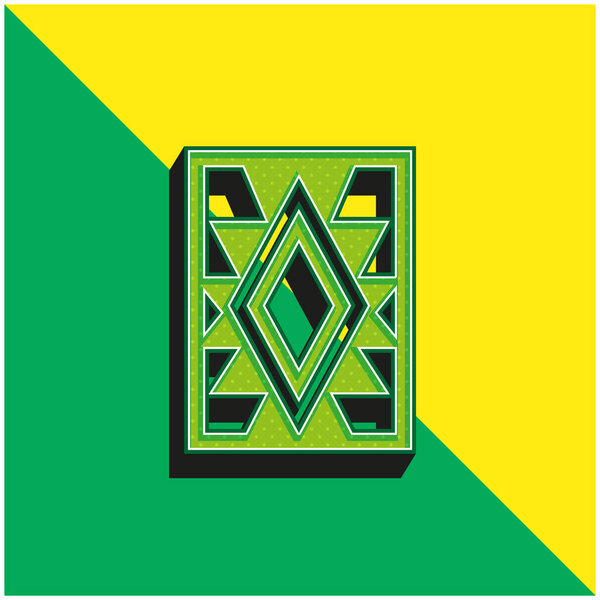 Artisanal Rug Of Mexico Green and yellow modern 3d vector icon logo