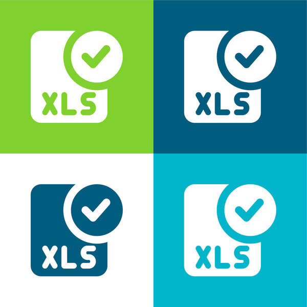 Approve Flat four color minimal icon set