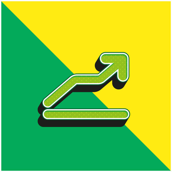 Графический логотип Ascending Line: зеленый и желтый современный трехмерный векторный логотип