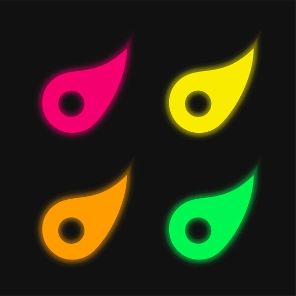 Asteroid four color glowing neon vector icon