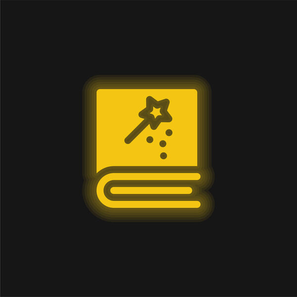 Book yellow glowing neon icon