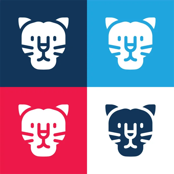 stock vector Black Panther blue and red four color minimal icon set