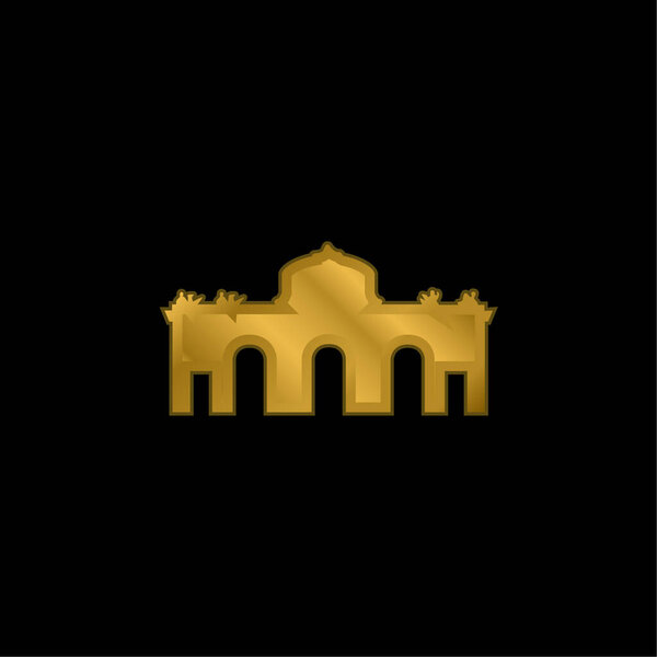 Alcala Gate Spain gold plated metalic icon or logo vector