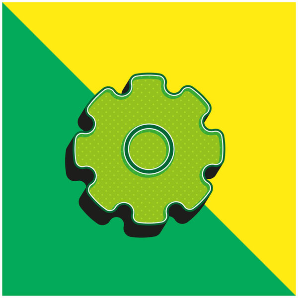 Big Cogwheel Green and yellow modern 3d vector icon logo