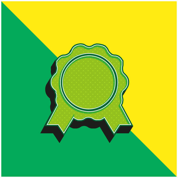 Award Badge Green and yellow modern 3d vector icon logo