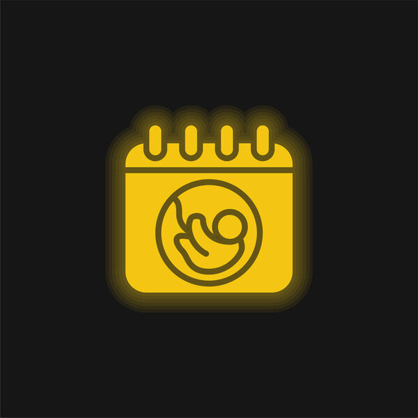 Birth yellow glowing neon icon