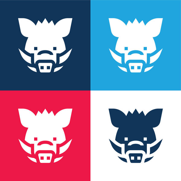 Кабан синий и красный четыре цвета минимальный набор значков