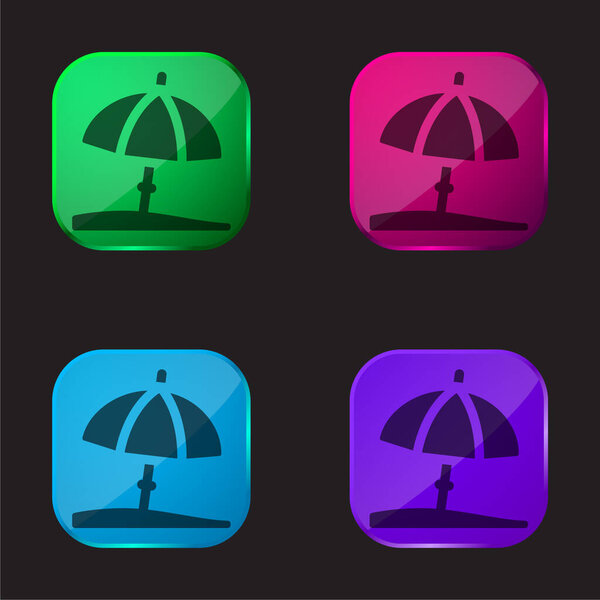 Зонтик пляжа четырехцветная кнопка стекла