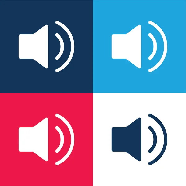 Conjunto Ícones Mínimos Áudio Azul Vermelho Quatro Cores — Vetor de Stock