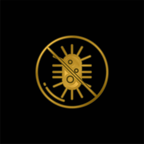 Bacteria gold plated metalic icon or logo vector