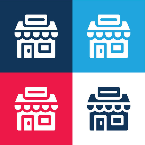Agency blue and red four color minimal icon set