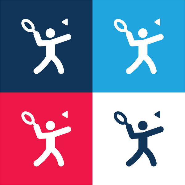 Бадминтон синий и красный четыре цвета минимальный набор значков