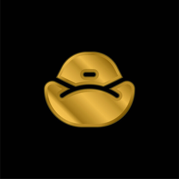 Bean Bag gold plated metalic icon or logo vector