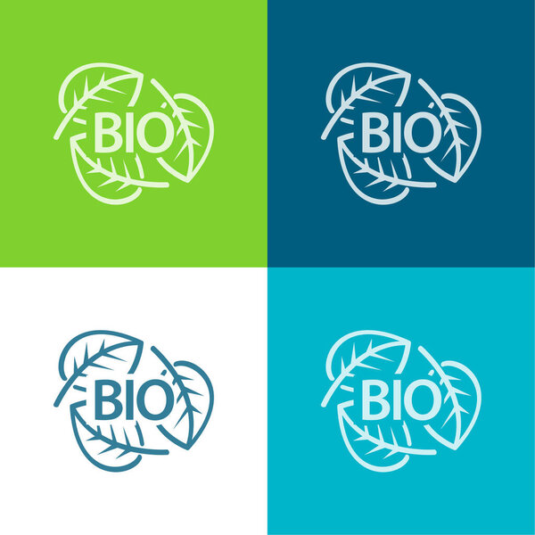Bio Mass Eco Energy Flat four color minimal icon set
