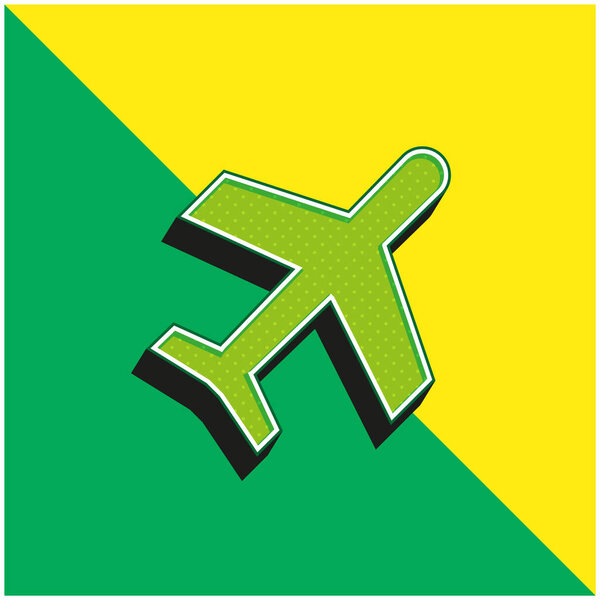 Airplane Green and yellow modern 3d vector icon logo