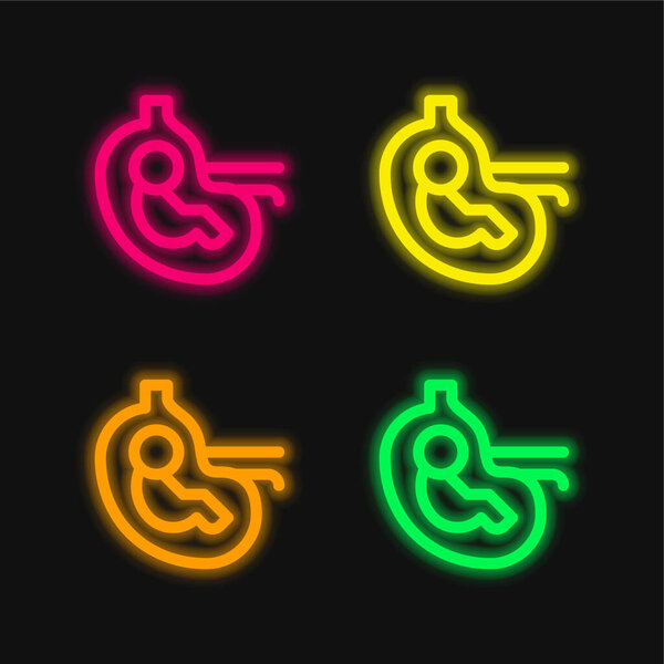 Baby four color glowing neon vector icon