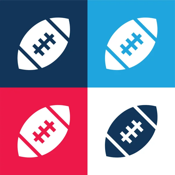 American Football Blue Red Four Color Minimal Icon Set — Stock Vector