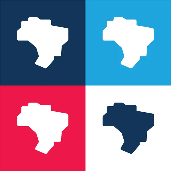 Brazylia Niebieski Czerwony Czterech Kolorów Minimalny Zestaw Ikon — Wektor stockowy