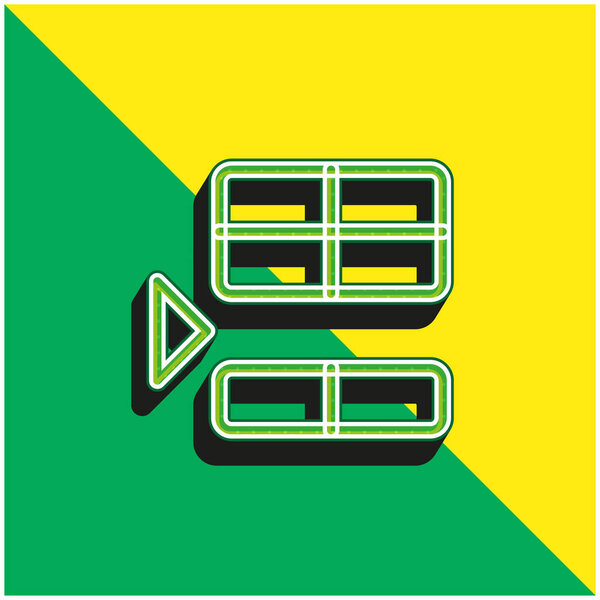 Below Green and yellow modern 3d vector icon logo
