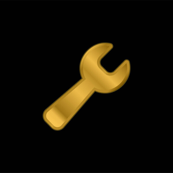 Черный гаечный позолоченный металлический значок или вектор логотипа