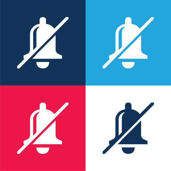 Bell Slash blue and red four color minimal icon set