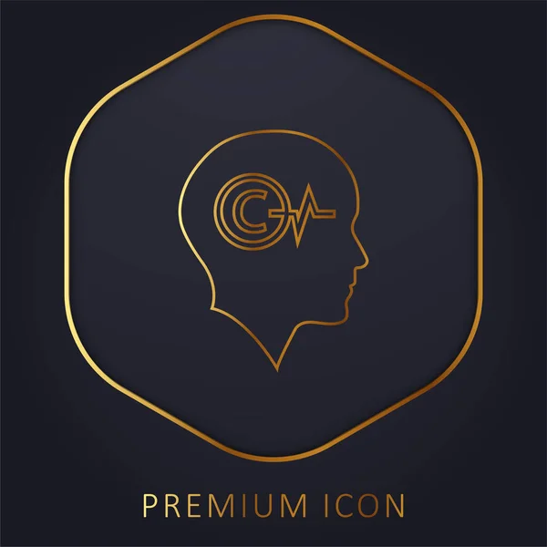 Bald Head Copyright Symbol Lifeline Golden Line Premium Logo Icon — Stock Vector