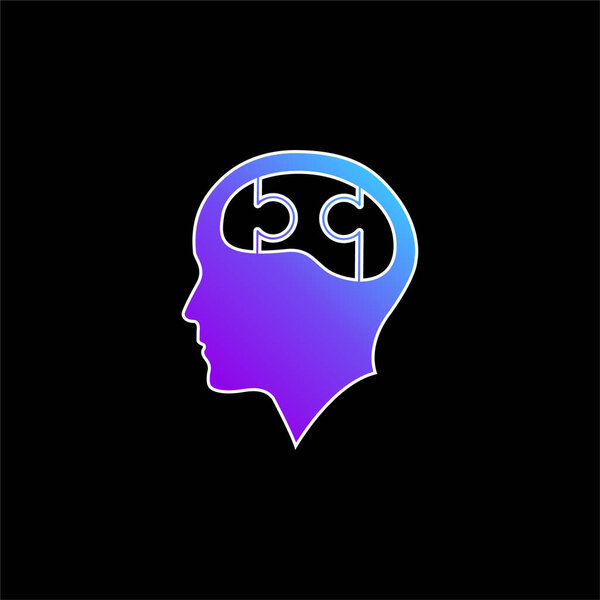 Лысая голова с голубым градиентным значком головоломки