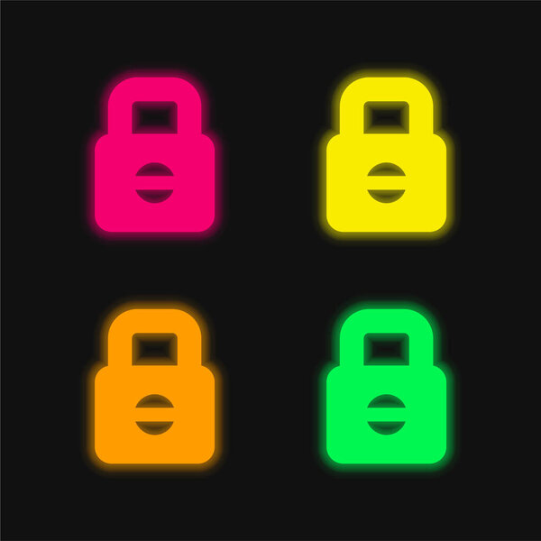 Blocked four color glowing neon vector icon