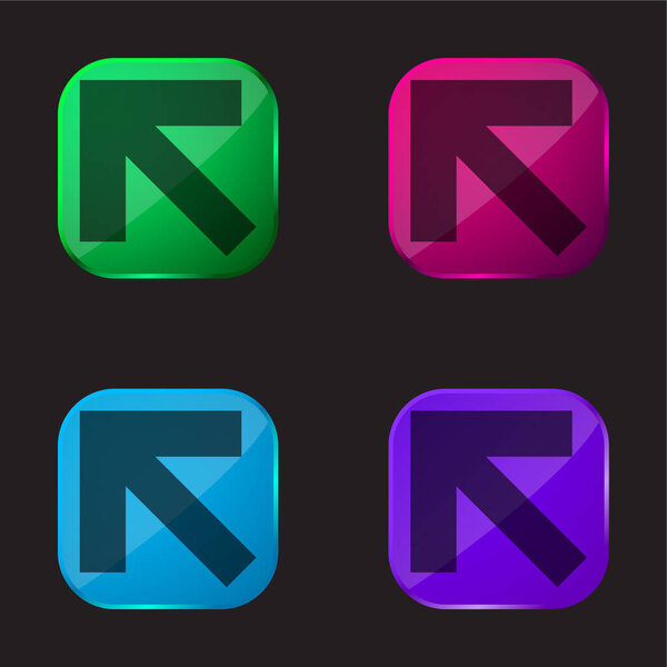 Arrow Pointing Upper Left Corner four color glass button